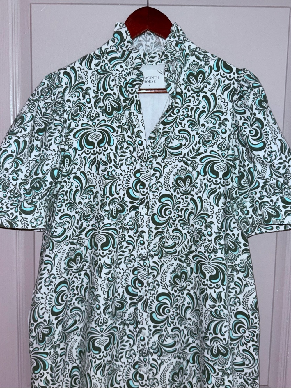 Hyacinth House -Tuckernuck green Ruffle Collar Louisa Midi Dress - Picture 5 of 6